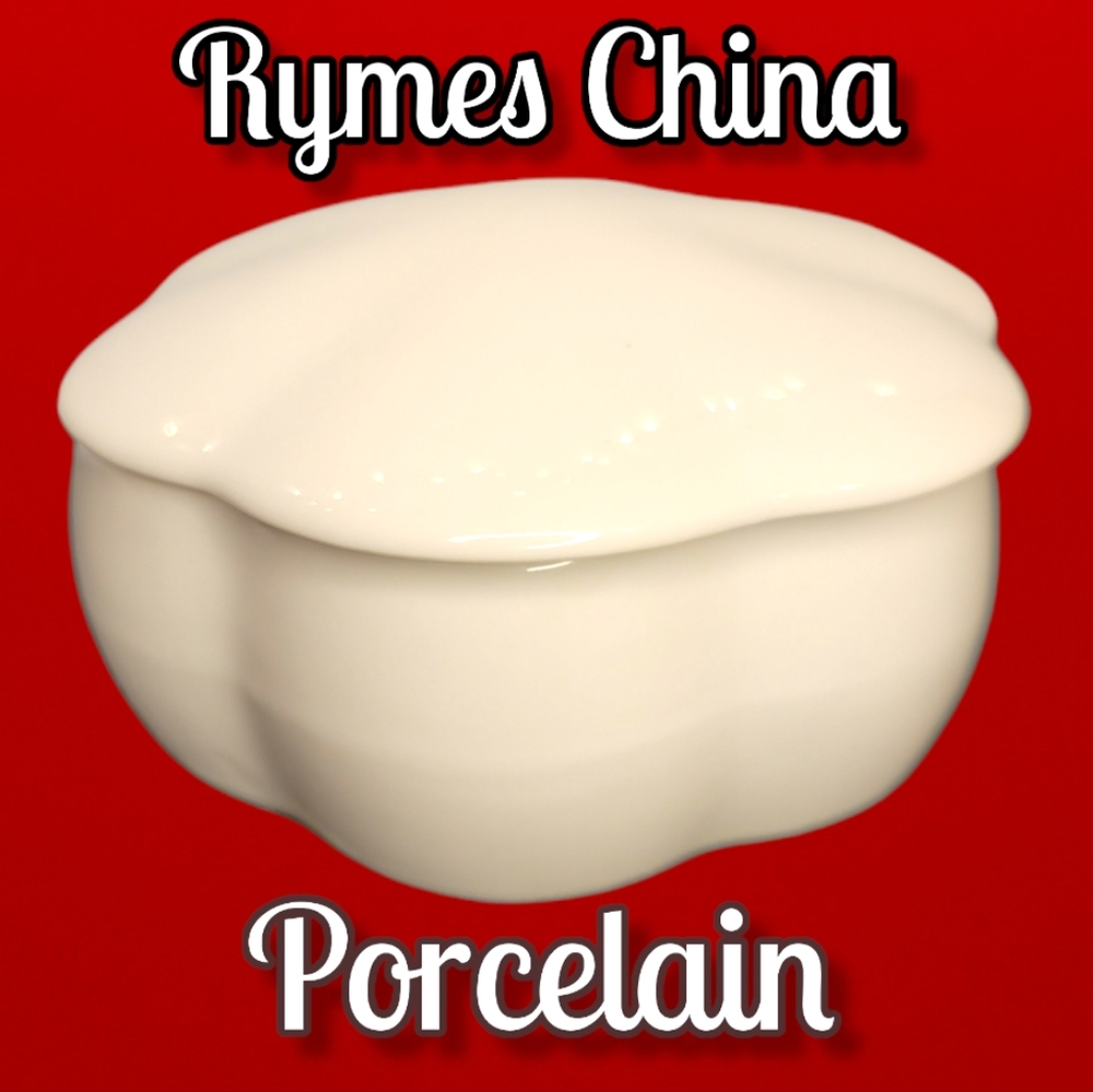 Vtg Trinket Jewelry Stash Box White Porcelain Rymes China